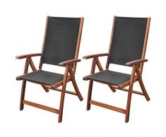 vidaXL Akazie 2X Gartenstuhl Klappstuhl Hochlehner Stuhl Stühle Gartenmöbel