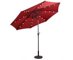 COSTWAY Ø300cm LED Sonnenschirm, Gartenschirm Marktschirm mit Solar-Beleuchtung, Terrassenschirm Achteck, Kurbelschirm Strandschirm Ampelschirm, Hängeschirm Farbwahl