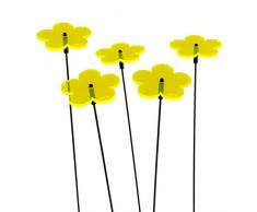 SUNPLAY Sonnenfänger-Blumen in GELB, 5 Stück zu je 5 cm Durchmesser im Set + 35 cm Schwingstäbe