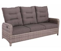 lifestyle4living Gartenbank 3 Sitzer aus Polyrattan Geflecht inkl. Kissen in grau. Die Loungebank ist wetterfest, ideal für Garten, Terrasse und Balkon.