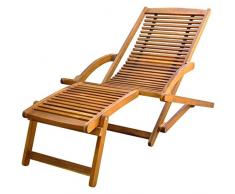 vidaXL Holzliege Sonnenliege Liegestuhl Gartenliege Deckchair + Fußstütze Akazie