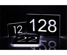 Beleuchtete Hausnummer mit LED Ultraflach | Hausnummernschild Schwarz satiniert/matt | Designer Hausnummern mit Zahlen Ziffern & Zusätze 22x22cm
