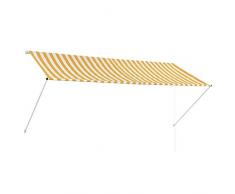 vidaXL Markise Einziehbar Gelb Weiß 300x150cm Klemmmarkise Sonnenschutz Balkon