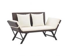 vidaXL Gartenbank mit Auflagen Sonnenliege Sitzbank Bank Gartenliege Liege Gartenmöbel Balkonbank Parkbank Terrasse 176cm Braun Poly Rattan