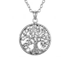 Morella Damen Halskette 70 cm mit Anhänger Lebensbaum Vitalität im Schmuckbeutel