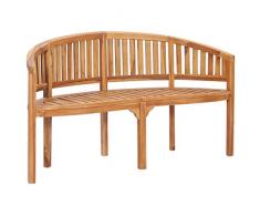 vidaXL Teak Massiv Bananenbank 3-Sitzer Gartenbank Sitzbank Holzbank Parkbank Affenbank Terassenbank Balkonbank Bank Outdoor 151cm