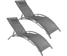 TecTake 800675 2er Set Aluminium Sonnenliege, witterungsbeständig, inkl. Kopfpolster, 5-Fach verstellbare Rückenlehne – Diverse Farben – (Grau | Nr. 403063)