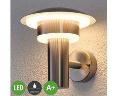 Lindby LED Wandleuchte außen Lillie (spritzwassergeschützt) (Modern) in Alu aus Edelstahl (1 flammig, A+, inkl. Leuchtmittel) - LED-Außenwandleuchten Wandlampe, Led Außenlampe, Outdoor Wandlampe für