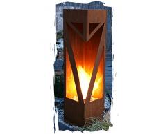 Feuersäule Classic Edelrost Rost Metall Gartendeko Garten Stele Fackel Feuer Säule