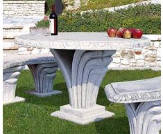 pompidu-living Steintisch AVIOLO - Runder Steintisch für den Garten - Aus witterungsbeständigem Steinguss - Wetterfester Gartenmöbel Tisch, schwarz Ø 130
