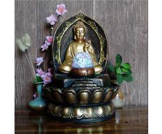 ANXWA Zimmerbrunnen Kreative Chinesische Buddha Statuen Wasser Ornamente Zen Brunnen Glück Wohnzimmer Dekoration Bao Ping Feng Shui Crafts-28x20 5 cm