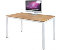 Need Schreibtisch Computertisch 120x60cm PC Tisch Bürotisch Arbeitstisch Esstisch für Home Office, Teak Oak & Weiß AC3BW