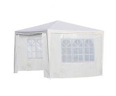 Yaheetech Pavillon 3x3m Festzelt Partyzelt Gartenzelt 3 x 3 m inkl. Heringe, 3 Seitenteile mit Fenster wasserabweisend weiß