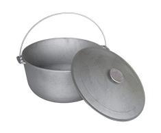 4BIG.fun Schwenktopf Kazan 10L Camping Gusseisen mit Bügel und Deckel Feuerstelle Survival Gulaschkessel