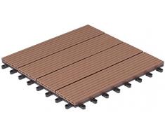Gartenfreude 4600-1004-003 WPC Terrassen Fliesen 6-er Set circa 0,54 m2, 30 x 30 cm, Hohlprofil, braun