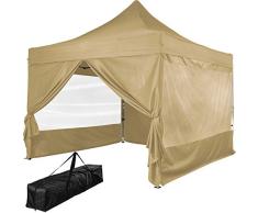INSTENT® Pro 3x3m Faltpavillon, Alu Pavillon, WASSERDICHT (SGS geprüft) + UV-Schutz 50+ (TÜV Rheinland geprüft), inkl. Zubehör, Auswahl: Seitenteile + Farbe Weiß Champagner Blau Grün Rot Schwarz