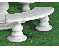 pompidu-living Steinbank MANIVA - Halbrunde Steinbank in Antik Optik - Wetterfeste Sitzbank aus Steinguss - Steinmöbel für Outdoor/Garten schwarz H 47cm