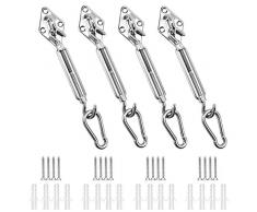 SanGlory Sonnensegel Befestigung Zubehör Edelstahl, Sonnensegel Befestigungsset Montage Aufbau Set mit Schrauben von Viereckigen und Dreieckigen Sonnensegel