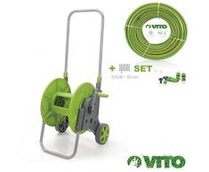 VITO Garden Schlauchwagen mit Gartenschlauch 1/2 - Schlauch 50 Meter flexibel 21bar UV beständig 15mm