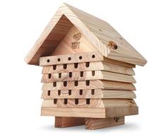 wildtier herz | Bienenhotel – Nisthilfe für Wildbienen aus verschraubtem Massiv-Holz, wetterfest & unbehandelt, Bienenhaus Insektenhotel für den Garten