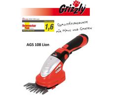 Akku Gras & Strauchschere AGS 108 Lion 10,8 V 2,0Ah Samsung Li-Ionen Wechselakku, Metallgetriebe, Laufzeit über 100 Minuten, Messerschnellwechselsystem, Set mit Strauchmesser 20cm und Grasmesser 10cm