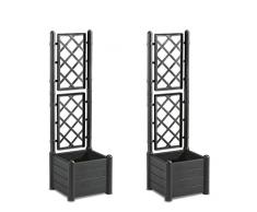 Kreher 2 Stück Gartenspalier, Rankgitter mit Pflanzkasten in schmaler Ausführung aus Kunststoff. Maß BxTxH in cm pro Spalier: 43 x 43 x 142 cm. Topp Qualität