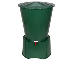 Kreher XL Regentonne 210 Liter aus Kunststoff in Grün. Mit sehr robustem Monoblock Stand, Wasserhahn und Deckel mit Sicherheitsverschluss! Top Qualität
