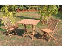 Teakholz Balkon Set 3tlg. 1 Klapptisch, 2 Klappstühle, 75% maschinengefertigt, 25% Handarbeit, ofengetrocknet, aus nachhaltig bewirtschafteten Plantagenbau