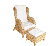 SEDEX Wing Rattansessel inkl. Hocker und Polster/Ohrensessel/Korbsessel/Rattan - Honig