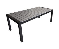 XXL Terrassentisch Ausziehtisch Gartentisch Esstisch - 3 verschiedene Längen, ausziehbar, 224/284/344x100cm, Aluminium, Polywood, Schwarz/Grau, bis 12 Personen / Gartenmöbel Terrassenmöbel
