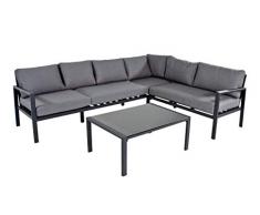 lifestyle4living Loungemöbel Set (Premium) aus Aluminium, Anthrazit, wetterfest, 2-teilig | Modernes Garten Lounge Set mit Aluminiumgestell für 4 Personen