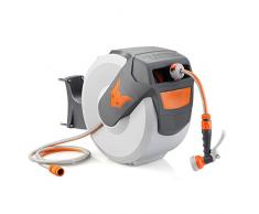 Fuxtec Wasserschlauch Aufroller FX-WSA20 mit 20 m und 1/2 Zoll Anschluss automatischer Schlauchaufroller Schlauchtrommel Wasserschlauchtrommel für Wand Montage