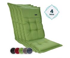 Homeoutfit24 4-Stück Gartenstuhl Auflage (123 x 50 x 8) Elbe, Hochlehner-Auflage aus Dralon, hochwertig, waschbar und pflegeleicht, in Grün