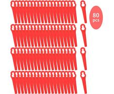 Colmanda Rasenmäherklinge Kunststoff, 80 Stück Kunststoff Ersatzmesser Rasenmäherklinge Ersetzen Gras Kunststoffmesser für Akku-Rasentrimmer ART 23-18Li Art 26-18Li - Rot