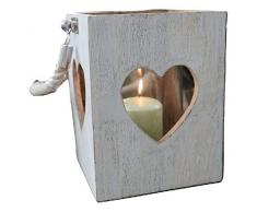 keine Angabe Holzlaterne mit Seilgriff H 23,5cm Deko Laterne Kerzenhalter Kerzenständer Lampe, Variante:Herz weiß