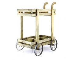 Gartentopf mit Holz-Trolley in W-Form, Design geformt, für Pflanzen, Land- und Terrassenpflanze