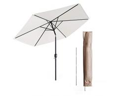 Oskar Sonnenschirm 270cm + Schutzhülle Gartenschirm Terrassenschirm Marktschirm (Beige)
