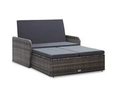 vidaXL Gartenmöbel 2-TLG. mit Auflagen Speicherfunktion Sitzgruppe Lounge Sofa Hocker Gartensofa Gartenhocker Gartenset Poly Rattan Grau