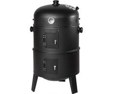 TecTake 3in1 BBQ Holzkohlegrill Barbecue Smoker Räuchertonne Räuchergrill mit Thermometer - Diverse Modelle- (3 in 1 Räuchertonne)