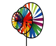 CIM Windspiel - Magic Wheel Triple - UV-beständig und wetterfest - Windräder: Ø35cm/Ø25cm/Ø16cm, Höhe: 102cm - inkl. Fiberglasstab