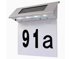 mewmewcat Solar LED Hausnummernleuchte Edelstahl Solarleuchte Außenleuchte Wandleuchte Warmweiß 18,5 x 5 x 19 cm