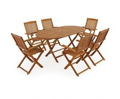 Sitzgruppe Boston 6+1 FSC®-zertifiziertes Akazienholz 7-TLG Tisch klappbar Sitzgarnitur Holz Gartenmöbel Garten Set