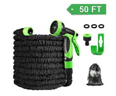Molbory Flexischlauch Wasserschlauch, 15M 50FT Flexibler Gartenschlauch Dehnbar mit 10-Funktionen-Duschdüse für Camping, Garten, Indoor, Outdoor und Reinigung usw.