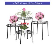 FullBerg Blumenständer Metall Schwarz Paletten Blumenregal Tisch Balkon Blumenbank Blumenleiter Dekoratives Pflanzentreppe für Innen Wohzimmer Indoor Outdoor Garten Deko