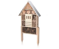 Navaris Insektenhotel aus Holz - Naturbelassenes Insekten Hotel für Verschiedene Fluginsekten - mit Standfüßen