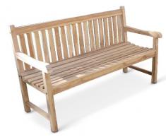 SAM Möbel Outlet Teak Holz Gartenbank Caracas | Massive Bank mit Holzmaserung | 150 cm Breite | ergonomisch geformte Rückenlehne | naturbelassen