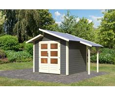 Unbekannt Karibu Gartenhaus Grönelo mit Schleppdach terragrau 28 mm