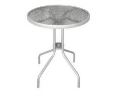 Gartentisch Glastisch Bistrotisch Ø60cm Metall Beistelltisch Balkontisch Gartenmöbel Silber