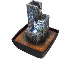 Agora-Tec® Wasserspiel & Zimmerbrunnen Kaskade mit kaskadenförmig angeordneten Felssteinen mit LED Beleuchtung, sehr angenehmer leiser Wasserlauf 21 cm hoch