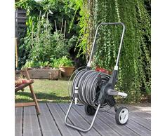 WHITE SILVER 8 tlg. Schlauchwagen-Set, Gartenschlauch 50m 1/2, Gartenbrause, Schlauchset, Schlauchkupplung